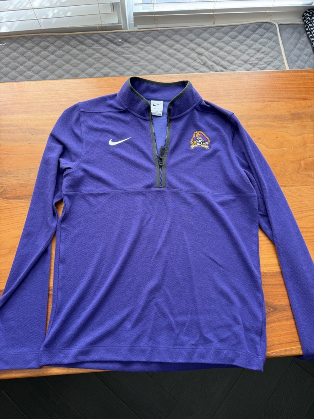 Nike Purple 1/4 Zip Pullover with Embroidered ECU Pirate Logo-never been worn